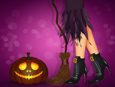 Cadılar Bayramı cadı bacaklarının çizimi