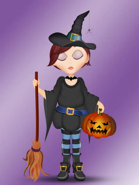 Ilustración Bruja Halloween — Foto de Stock