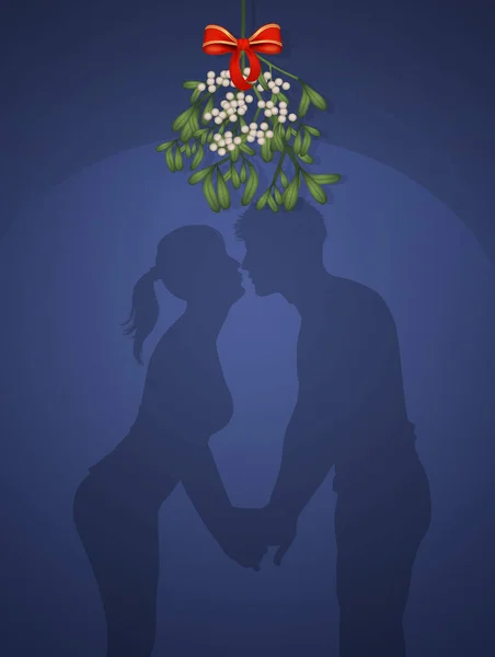 Kiss Mistletoe New Year Eve — Stock Photo, Image