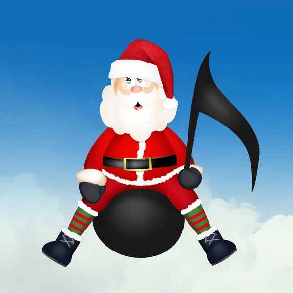 Babbo Natale Sulla Nota Musicale — Foto Stock