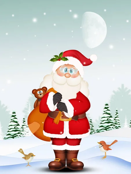 Weihnachtsmann Mit Weihnachtsgeschenken — Stockfoto