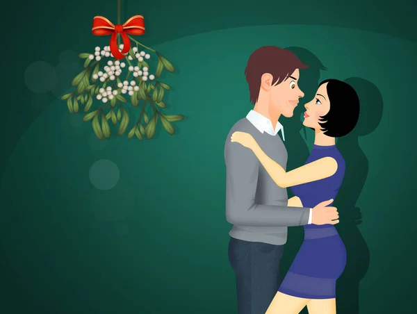 kiss under the mistletoe
