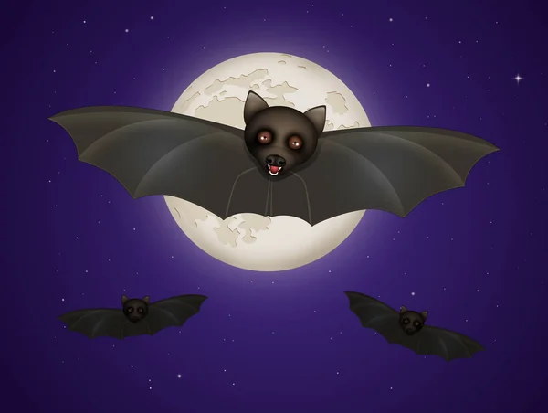 Illustrazione Pipistrello Halloween Chiaro Luna — Foto Stock