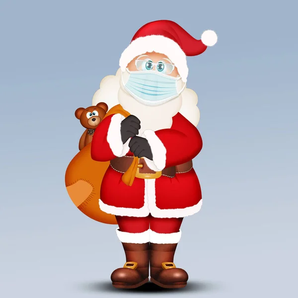 Santa Claus Con Máscara Quirúrgica —  Fotos de Stock