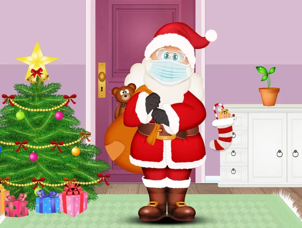 Santa Claus Necesita Desinfectar Sus Manos Para Coronavirus —  Fotos de Stock