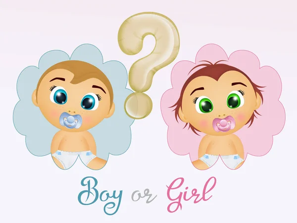 Gender reveal baby male and female