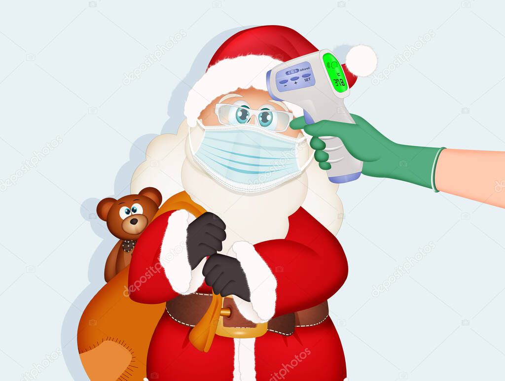Santa Claus with coronavirus fever