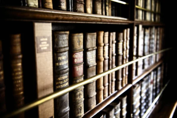 Книжный Шкаф Старыми Книгами Лицензионные Стоковые Фото