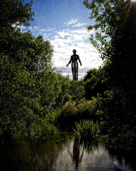Guardian Tall Statue Overlooking Parc Arael Griffin Landscaped Former Six — Stock Photo, Image