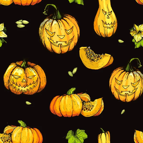 Citrouille halloween colorée avec sourire effrayant maléfique . — Image vectorielle