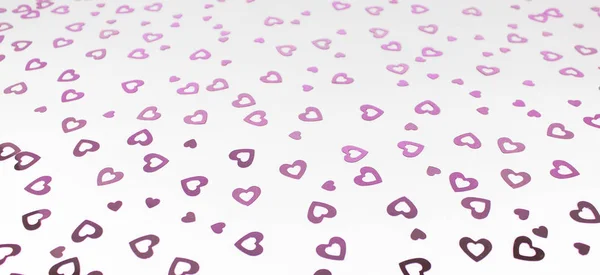 Roze Hartvormige Confetti Lichte Achtergrond Valentine Day Concept Wallpaper Achtergrond — Stockfoto