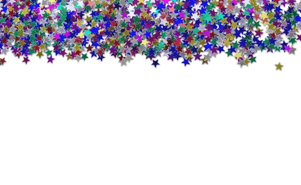 Vielfarbiges Sternförmiges Konfetti Isoliert Auf Weißem Hintergrund Ansicht Von Oben — Stockfoto