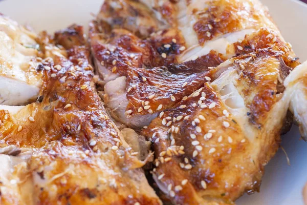 Grillad Kyckling Med Järnpreparat Järn Grillen Thailändsk Mat Och Asiatisk — Stockfoto