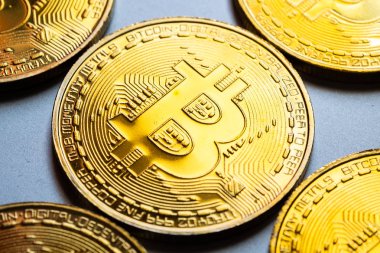 Altın bitcoin dijital para, dijital para, dünya çapında ağ teknolojisi.