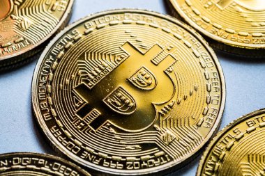 Altın bitcoin dijital para, dijital para, dünya çapında ağ teknolojisi.
