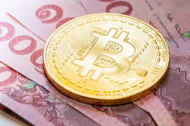 Altın bitcoin dijital para, dijital para, dünya çapında ağ teknolojisi.