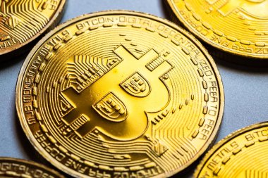 Altın bitcoin dijital para, dijital para, dünya çapında ağ teknolojisi.