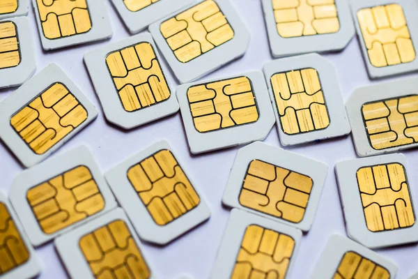 Many Micro SIM 3G for mobile over on white background.