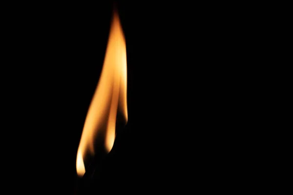 Match Strongly Flaring Flame Black Background Closeup — Stock Photo, Image