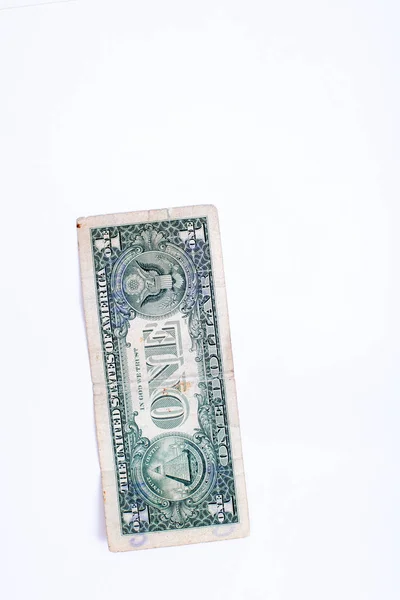 One Dollar Back Side Banknote Used Paper Money White Background — Stock Photo, Image