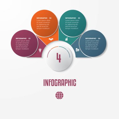 İş akışı, afiş, diyagram için kullanılacak grafik şablon öğeleri Infographics kavramsal döngüsel işlemler için 4 pozisyonlar mümkün ayarlamak, Web tasarım, zaman çizelgesi, alan grafiği, seçenekleri numara  