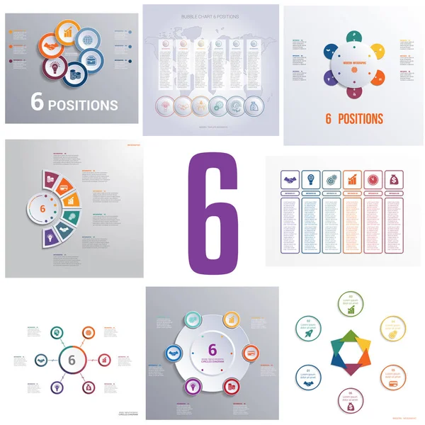 Définir Éléments Modèles Universels Infographies Processus Cycliques Conceptuels Pour Six — Image vectorielle