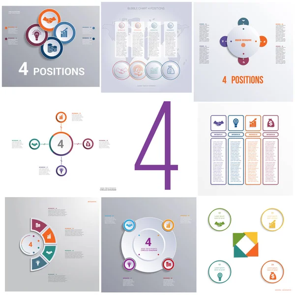 Définir Éléments Modèles Universels Infographies Processus Cycliques Conceptuels Pour Quatre — Image vectorielle