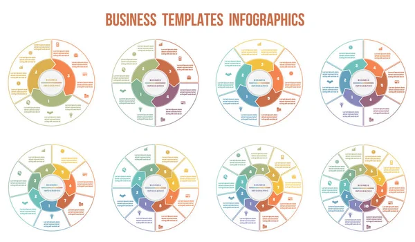 Κύκλος Βέλη Infographics Πρότυπα Για Θέσεις Μπορεί Χρησιμοποιηθεί Για Παρουσίαση — Διανυσματικό Αρχείο