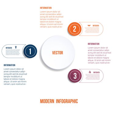 Modern Infographic. Grafik şablonu ne kullanılabilir iş infograpchic, grafik, diyagram, tablo, iş akışı düzeni sunum 3 seçenek daireler afiş için