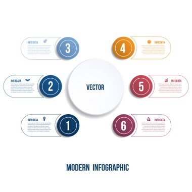 Modern Infographic. Grafik şablonu ne kullanılabilir iş infograpchic, grafik, diyagram, tablo, iş akışı düzeni sunu 6 seçeneği daireler afiş için