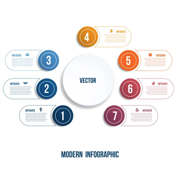 Infographie Moderne Modèle Graphique Pour Présentation Options Cercles Bannière Qui — Image vectorielle