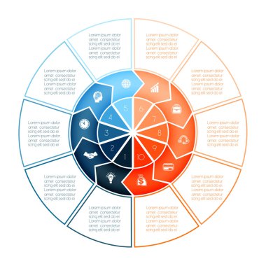 Oklar Infographic yüzüğü. Grafik şablonu sunu 10 seçenekleri, ne kullanılabilir iş infograpchic, grafik, diyagram, tablo, iş akışı düzeni daire afiş. Küme iş ikonları/simgeleri.