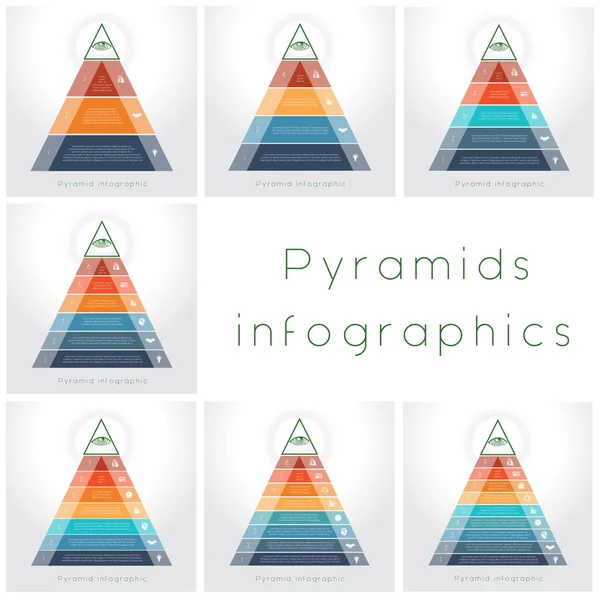 Vorlage Infografik Geschäftsprozess Bunte Pyramiden Für Textbereich — Stockvektor