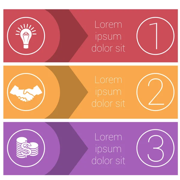 Infografías Plantillas Tiras Colores Concepto Negocio Para Posiciones — Vector de stock