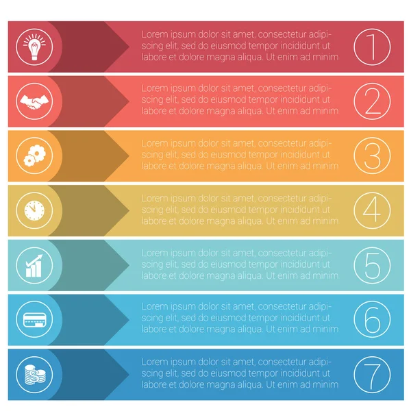 Infografías Plantillas Tiras Colores Concepto Negocio Para Posiciones — Archivo Imágenes Vectoriales