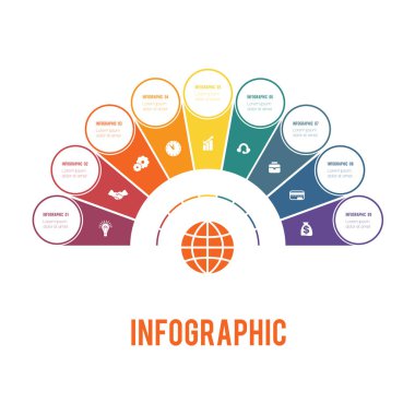 Renkli yarım daire ve daire. Infographics unsurları 