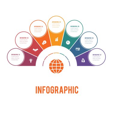 Renkli yarım daire ve daire. Infographics unsurları 