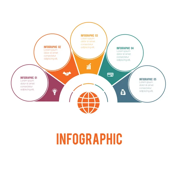 Colorful Semicircle Circles Elements Infographics Conceptual Cyclic Processes Positions Possible — Stock Vector