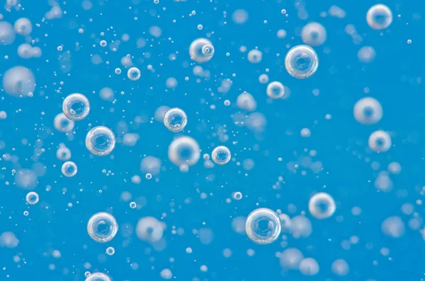 Kék Víz Szerkezet Buborékok Oxigén Víz Alatt Makró — Stock Fotó