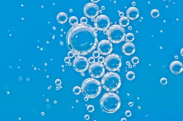 Kék Víz Szerkezet Buborékok Oxigén Víz Alatt Makró — Stock Fotó
