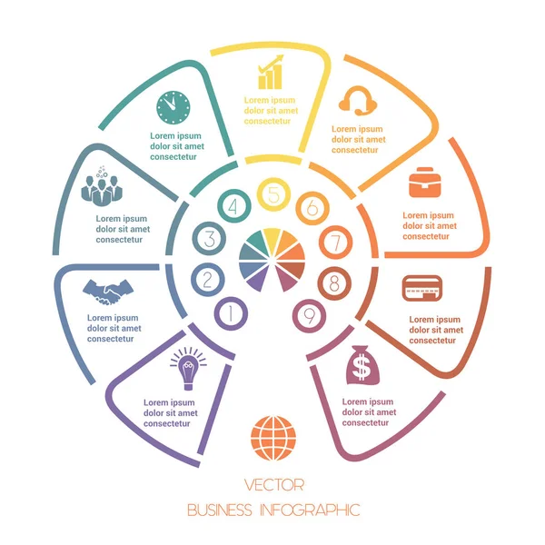 Полукруг Линий Инфографика Позиций Шаблон Текстовыми Областями — стоковый вектор
