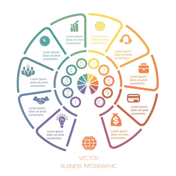 Semicírculo Linhas Infográfico Posições Modelo Com Áreas Texto — Vetor de Stock