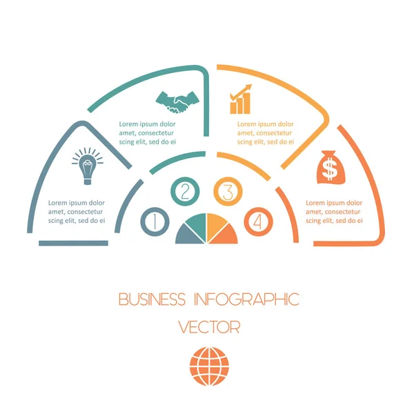 Semicírculo Desde Líneas Infográficas Posiciones Plantilla Con Áreas Texto — Archivo Imágenes Vectoriales