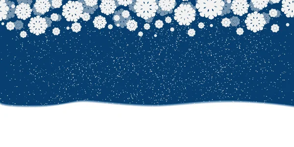 Blauer Neujahrshintergrund Mit Weißen Schneeflocken Und Schneekante Schneefall Für Weihnachtsdesign — Stockvektor