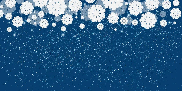 Blauer Neujahrshintergrund Mit Weißen Schneeflocken Borde — Stockvektor