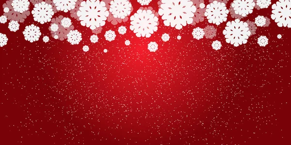 Red New Year Christmas Background Białe Płatki Śniegu Opady Śniegu — Wektor stockowy