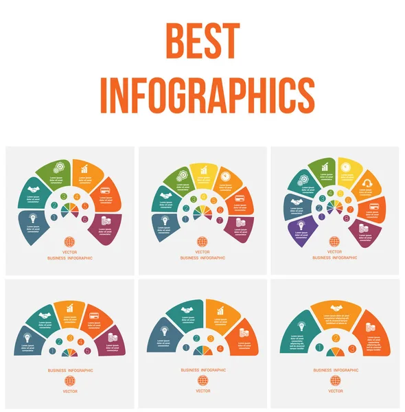 Demi Cercle Coloré Modèles Infographie Pour Zone Texte Parties — Image vectorielle