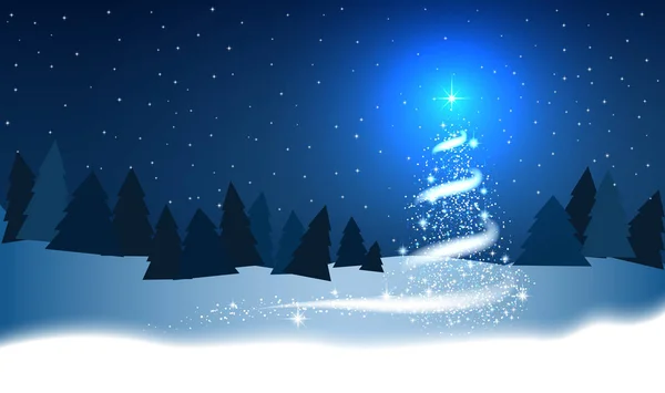 クリスマス ツリー ブリザード 新年プロジェクトの木 青い背景 冬の背景 — ストックベクタ