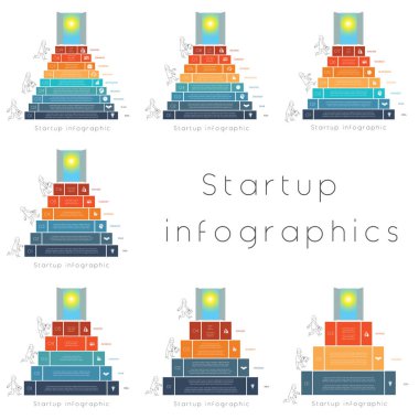  İş başarı başlangıç için Infographics, işadamı adımları merdivenler ve kapı, gökyüzü ve güneş, 3,4,5,6,7,8,9 konumlarını, iş akışı, afiş, diyagram, web tasarım, zaman çizelgesi, alan grafiği, numarası seçenekleri için kullanmak mümkün için şablonlar