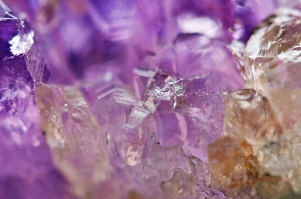 Ametist Mineral Natural Frumos Liliac Abstract Macro Fundal Cristal Translucid — Fotografie, imagine de stoc